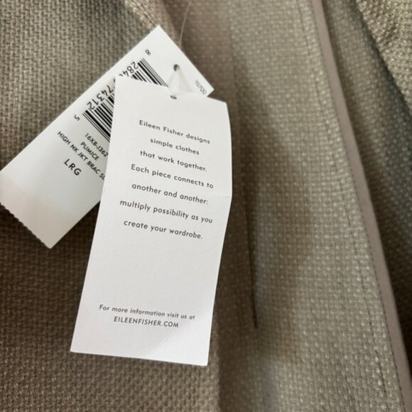 NEW Eileen Fisher Basket Weave Swing Jacket Open Front Size Large Pumice Oatmeal - Picture 2 of 10